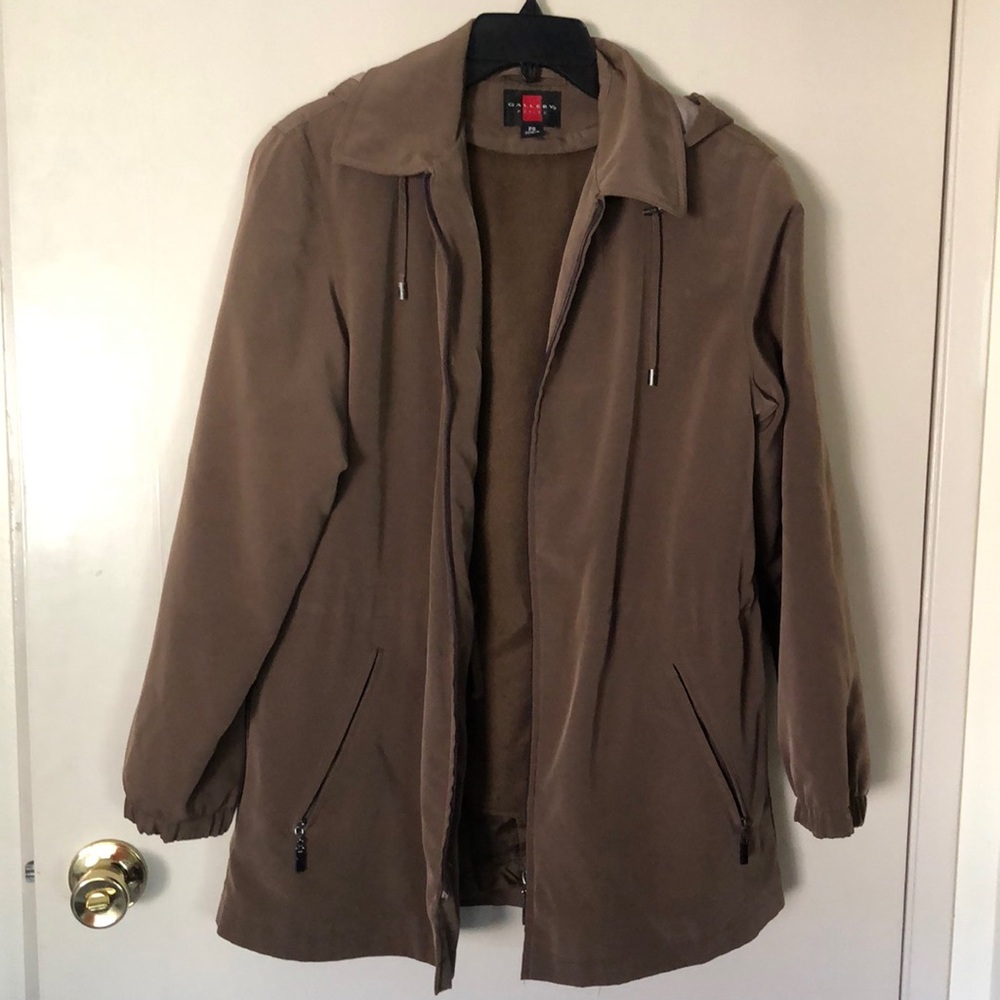 💦☔️Gallery All-weather coat! removable lining & hood! light brown! PreLoved! S/M